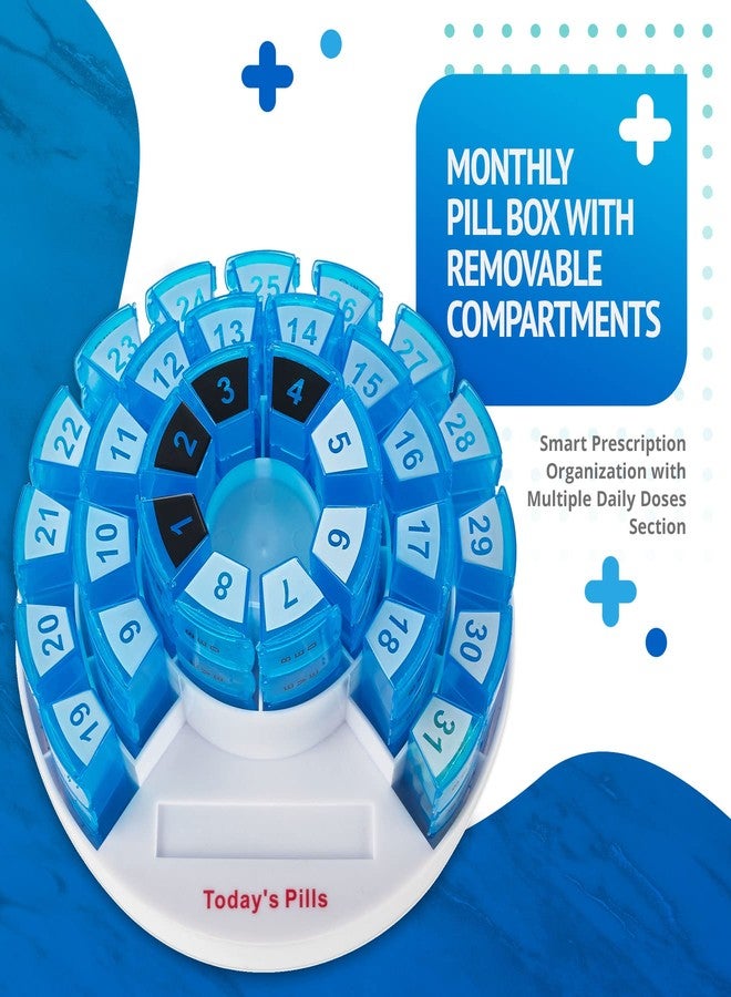 ميدكا علبة حبوب شهرية من MEDca - تنظيم ذكي للأدوية الموصوفة مع قسم للجرعات اليومية المتعددة، وأقسام قابلة للإزالة، مثالية للسفر - Image 2